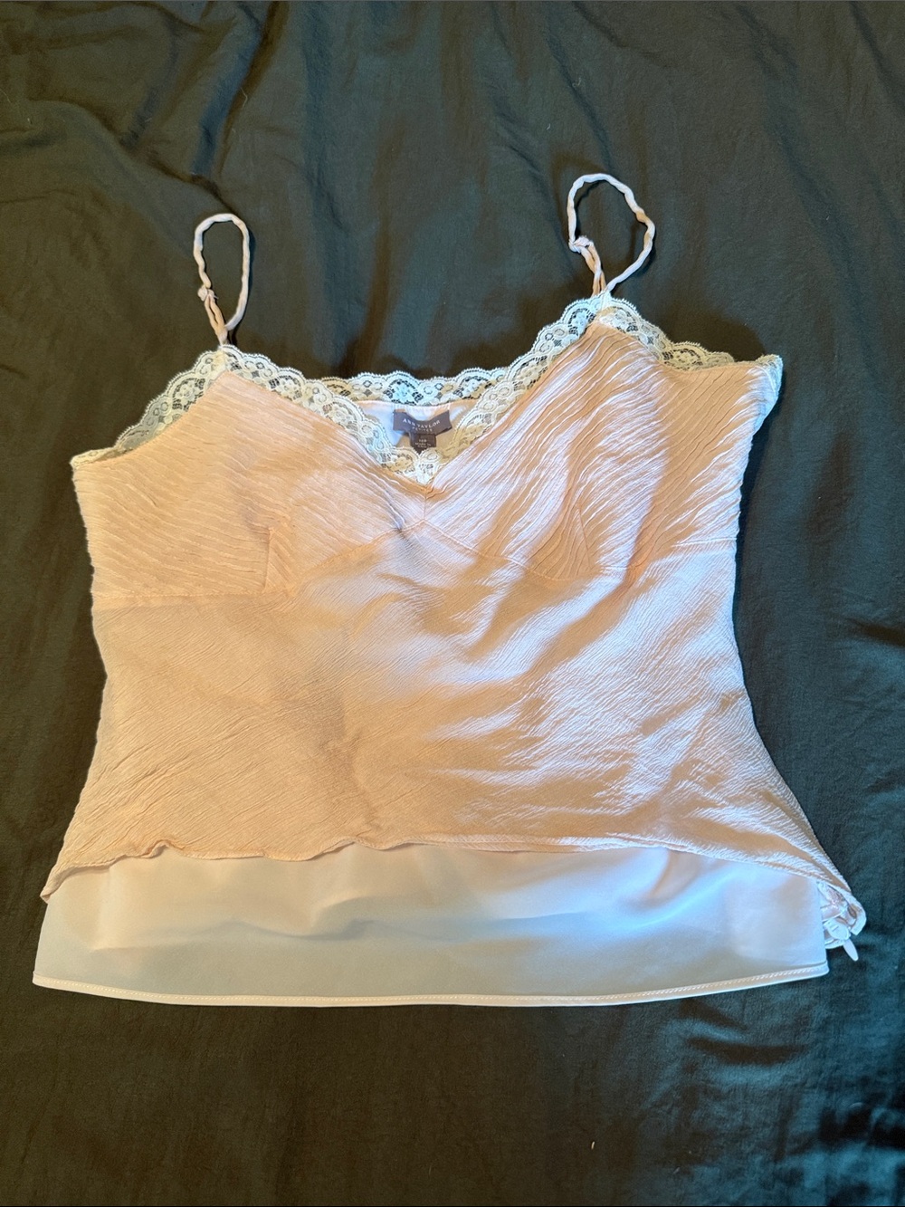 Ann Taylor Pale Pink Lace-Trim Camisole